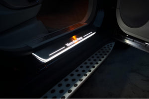 Illuminated LED Door Sill Tread Plates Mercedes GL X164 2006-2012 With Mercedes-Benz Logo Mercedes Led Door Sills opdesign