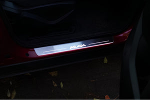 Illuminated LED Door Sill Tread Plates Ford Kuga II 2013-2020 With Kuga Logo Ford Led Door Sills opdesign