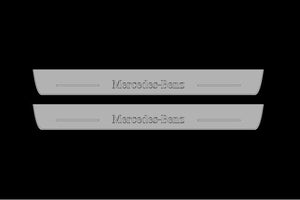 Illuminated LED Door Sill Tread Plates Mercedes GLC X253 2016+ With Mercedes-Benz Logo Mercedes Led Door Sills opdesign