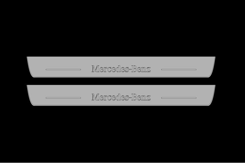 Illuminated LED Door Sill Tread Plates Mercedes GLC X253 2016+ With Mercedes-Benz Logo Mercedes Led Door Sills opdesign