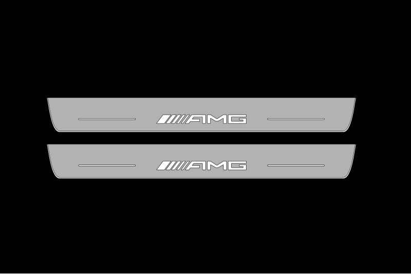 Illuminated LED Door Sill Tread Plates Mercedes GLC X253 2016+ With AMG Logo Mercedes Led Door Sills opdesign