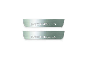 Tesla Model 3 2017+ Stainless Steel LED Door Sills – Model 3 Logo