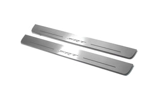 Illuminated LED Door Sill Tread Plates Jeep Grand Cherokee IV 2010-2021 With SRT Logo Jeep Led Door Sills opdesign