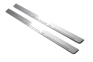 Illuminated LED Door Sill Tread Plates Toyota Camry V70 2018-2024 With Camry Logo Toyota Led Door Sills opdesign