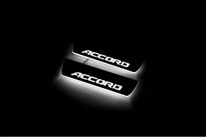 Illuminated LED Door Sill Tread Plates Honda Accord X 2018-2023 With Accord Logo Honda Led Door Sills opdesign