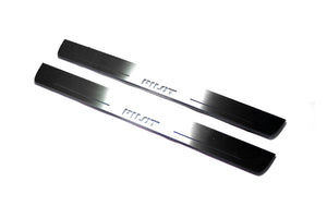 Illuminated LED Door Sill Tread Plates Honda Pilot II 2008-2015 With Pilot Logo Honda Led Door Sills opdesign