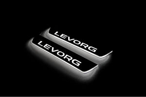 Illuminated LED Door Sill Tread Plates Subaru Levorg I 2014-2020 With Levorg Logo Subaru Led Door Sills opdesign