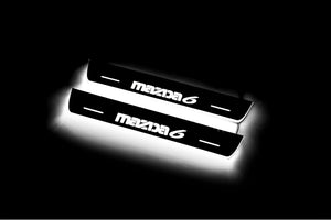 Illuminated LED Door Sill Tread Plates Mazda 6 II 2008-2012 With Mazda 6 Logo Mazda Led Door Sills opdesign