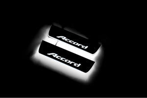 Illuminated LED Door Sill Tread Plates Honda Accord IX 2013-2018 With Accord Logo Honda Led Door Sills opdesign