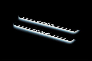 Illuminated LED Door Sill Tread Plates Range Rover Evoque I With Evoque Logo Range Rover Led Door Sills opdesign