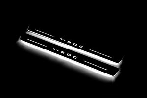 Illuminated LED Door Sill Tread Plates Volkswagen T-Roc 2017+ With T-Roc Logo Volkswagen Led Door Sills opdesign