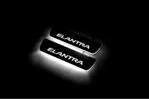 Illuminated LED Door Sill Tread Plates Hyundai Elantra V (MD) 2011-2016 With Elantra Logo Hyundai Led Door Sills opdesign