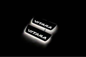 Illuminated LED Door Sill Tread Plates Suzuki Vitara 2015+ With Vitara Logo Suzuki Led Door Sills opdesign