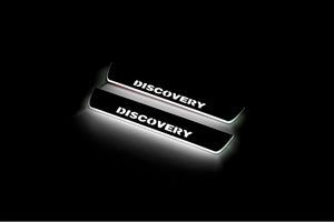Illuminated LED Door Sill Tread Plates Land Rover Discovery IV 2009-2016 With Discovery Logo Land Rover Led Door Sills opdesign