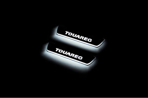 Illuminated LED Door Sill Tread Plates Volkswagen Touareg II 2010-2018 With Touareg Logo Volkswagen Led Door Sills opdesign