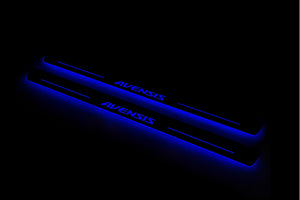 Illuminated LED Door Sill Tread Plates Toyota Avensis III 2009-2018 With Avensis Logo Toyota Led Door Sills opdesign