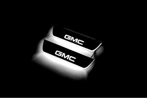 Illuminated LED Door Sill Tread Plates GMC Terrain II 2018+ With GMC DENALI Logo GMC Led Door Sills opdesign