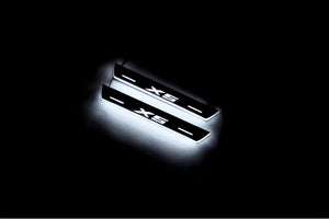 Illuminated LED Door Sill Tread Plates BMW X5 E53 1999-2006 With X5 Logo BMW Led Door Sills decoinfabric