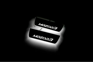Illuminated LED Door Sill Tread Plates Mazda 3 III 2013-2019 With Mazda 3 Logo Mazda Led Door Sills opdesign
