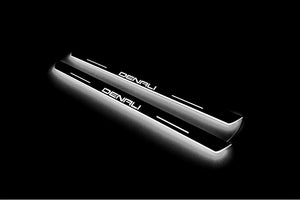 Illuminated LED Door Sill Tread Plates GMC Sierra V 2018+ With DENALI Logo GMC Led Door Sills opdesign