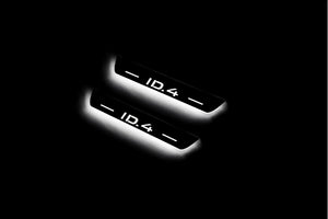 Illuminated LED Door Sill Tread Plates Volkswagen ID.4 2020+ With ID.4 Logo Volkswagen Led Door Sills opdesign