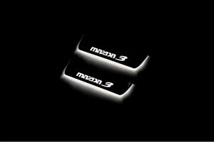 Illuminated LED Door Sill Tread Plates Mazda 3 II 2009-2013 With Mazda 3 Logo Mazda Led Door Sills opdesign