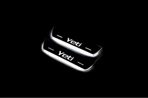 Illuminated LED Door Sill Tread Plates Skoda Yeti 2009-2017 With Yeti Logo Skoda Led Door Sills opdesign