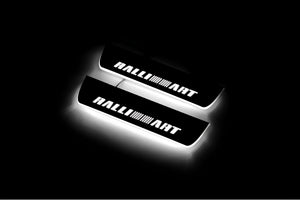 Illuminated LED Door Sill Tread Plates Mitsubishi Lancer X 2007-2017 With RalliArt Logo Mitsubishi Led Door Sills opdesign