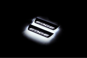 Illuminated LED Door Sill Tread Plates Ford Edge II 2015+ With ММММ Logo Ford Led Door Sills opdesign