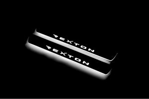 Illuminated LED Door Sill Tread Plates SsangYong Rexton II 2006-2012 With Rexton Logo SsangYong Led Door Sills opdesign
