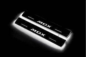 Illuminated LED Door Sill Tread Plates Acura MDX II 2006-2013 With MDX Logo Acura Led Door Sills opdesign