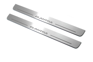 Illuminated LED Door Sill Tread Plates Hyundai Elantra V (MD) 2011-2016 With Elantra Logo Hyundai Led Door Sills opdesign