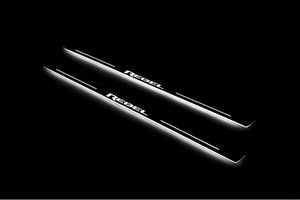 Illuminated LED Door Sill Tread Plates Dodge RAM 2500 V 2019+ With REBEL Logo Dodge Led Door Sills opdesign