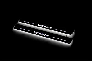 Illuminated LED Door Sill Tread Plates Suzuki Vitara 2015+ With Vitara Logo Suzuki Led Door Sills opdesign