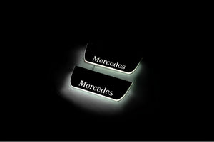 Illuminated LED Door Sill Tread Plates Mercedes ML W164 2005-2011 With Mercedes-Benz Logo Mercedes Led Door Sills opdesign