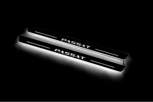 Volkswagen Passat B8 2015+ stainless steel LED door sill plates with Passat logo