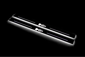 Illuminated LED Door Sill Tread Plates Hummer H2 2002-2009 With H2 Logo Hummer Led Door Sills opdesign