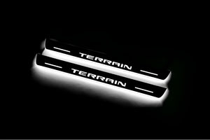 Illuminated LED Door Sill Tread Plates GMC Terrain II 2018+ With Terrain Logo GMC Led Door Sills opdesign