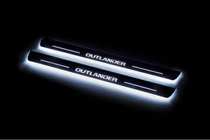 Illuminated LED Door Sill Tread Plates Mitsubishi Outlander III 2012-2021 With Outlander Logo Mitsubishi Led Door Sills opdesign