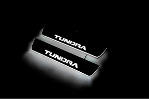 Illuminated LED Door Sill Tread Plates Toyota Tundra III 2014-2021 With Tundra Logo Toyota Led Door Sills opdesign