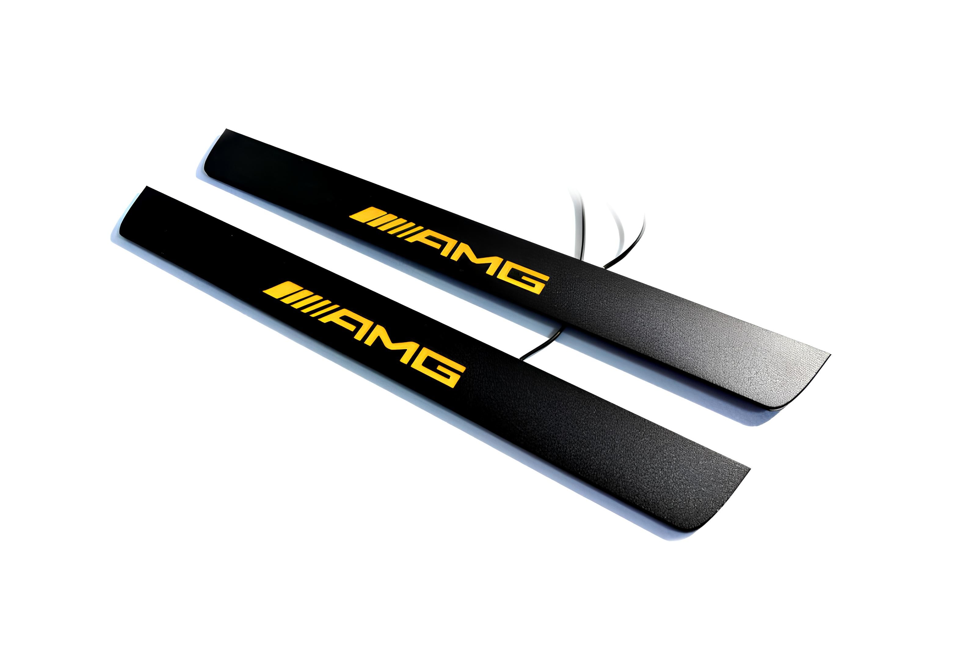 Mercedes GL X166 2012-2015 Illuminated Matte Sill Plates with logo AMG Mercedes Led Door Sills PRO opdesign