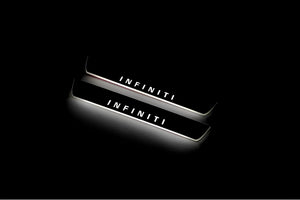 Illuminated LED Door Sill Tread Plates Infiniti QX60 I 2013-2021 With Infiniti Logo Infiniti Led Door Sills opdesign