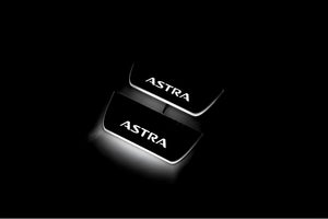 Illuminated LED Door Sill Tread Plates Opel Astra J 2009-2015 With Astra Logo Opel Led Door Sills opdesign