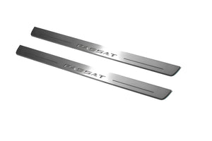 Illuminated LED Door Sill Tread Plates Volkswagen Passat B7 USA 2011-2019 With Passat Logo (type 1) Volkswagen Led Door Sills opdesign
