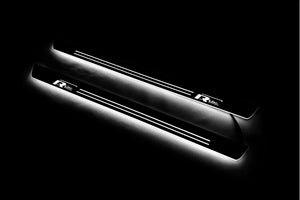 Illuminated LED Door Sill Tread Plates Volkswagen Passat B7 USA 2011-2019 With R-Line Logo Volkswagen Led Door Sills opdesign