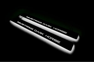 Illuminated LED Door Sill Tread Plates Ford Mustang VII 2023+ With Mustang Dark Horse Logo Ford Led Door Sills opdesign