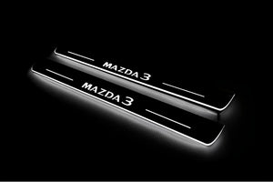 Illuminated LED Door Sill Tread Plates Mazda 3 IV 2019+ With Mazda 3 Logo Mazda Led Door Sills opdesign