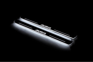 Illuminated LED Door Sill Tread Plates Toyota Auris II 2013-2018 With Auris Logo Toyota Led Door Sills opdesign