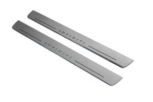 Illuminated LED Door Sill Tread Plates Infiniti Q70 2013-2019 With Infiniti Logo Infiniti Led Door Sills opdesign