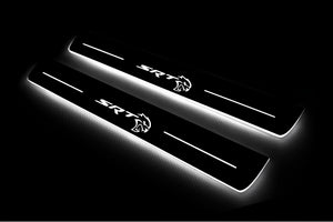 Illuminated LED Door Sill Tread Plates Dodge Durango III 2011+ With SRT Hellcat Logo Dodge Led Door Sills opdesign